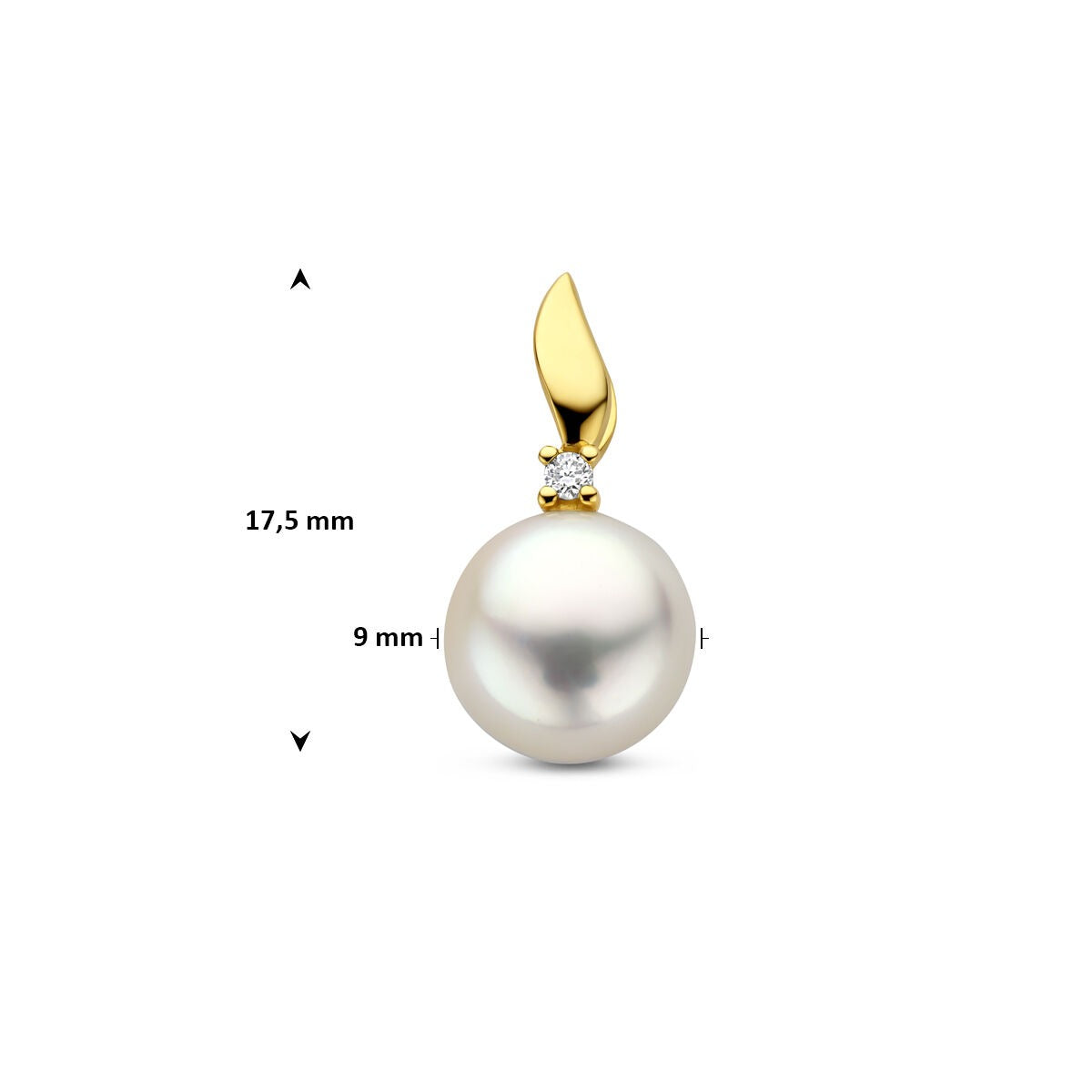 Goldanhänger mit Diamant und Perle – 14k Gelbgold