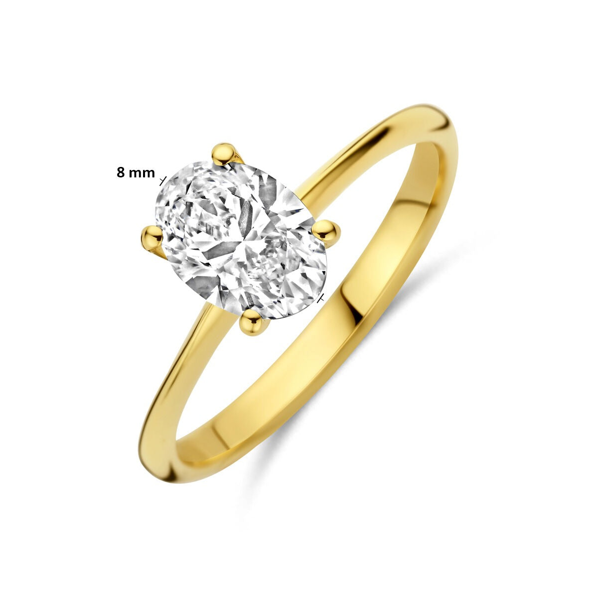 14k Gelbgold Damenring mit im Labor gewachsenem Diamanten