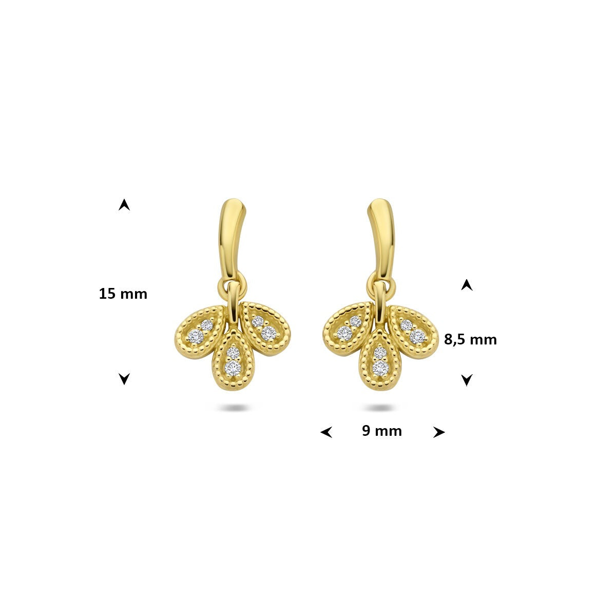 Goldohrringe mit Diamant – 14k Gelbgold