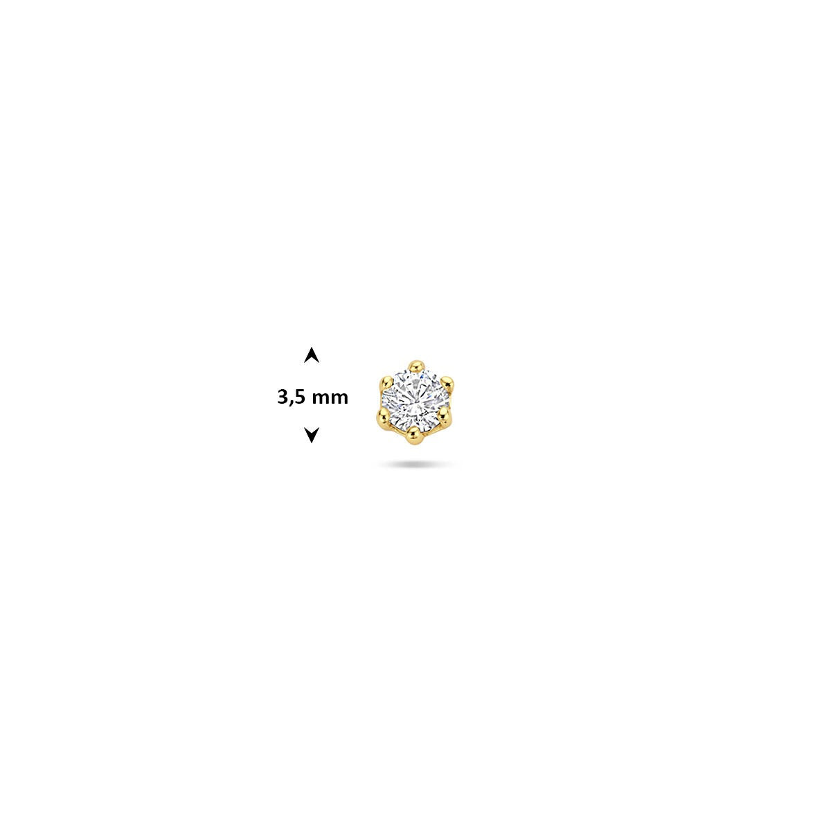 Vergoldetes Sterlingsilber Flat Back Piercing mit Zirkonia 3,5 mm