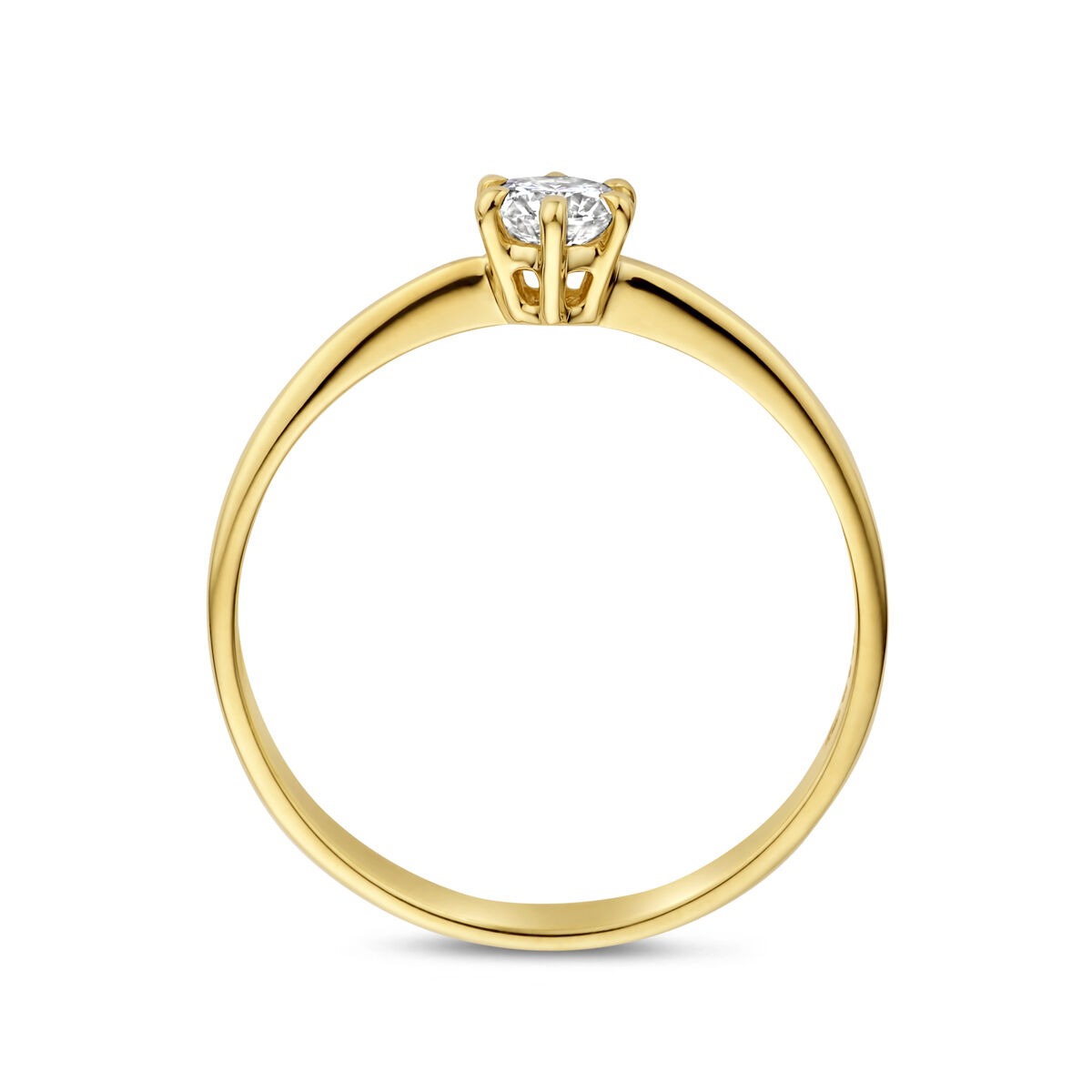 14 Karat Gelbgoldring mit im Labor gezüchtetem Diamanten