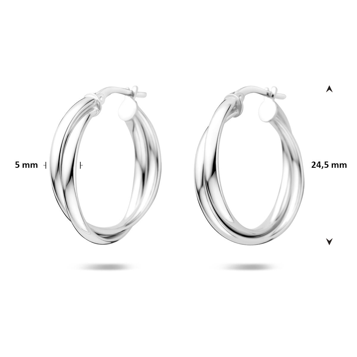 Rhodinierte Silberohrringe 24,5 mm