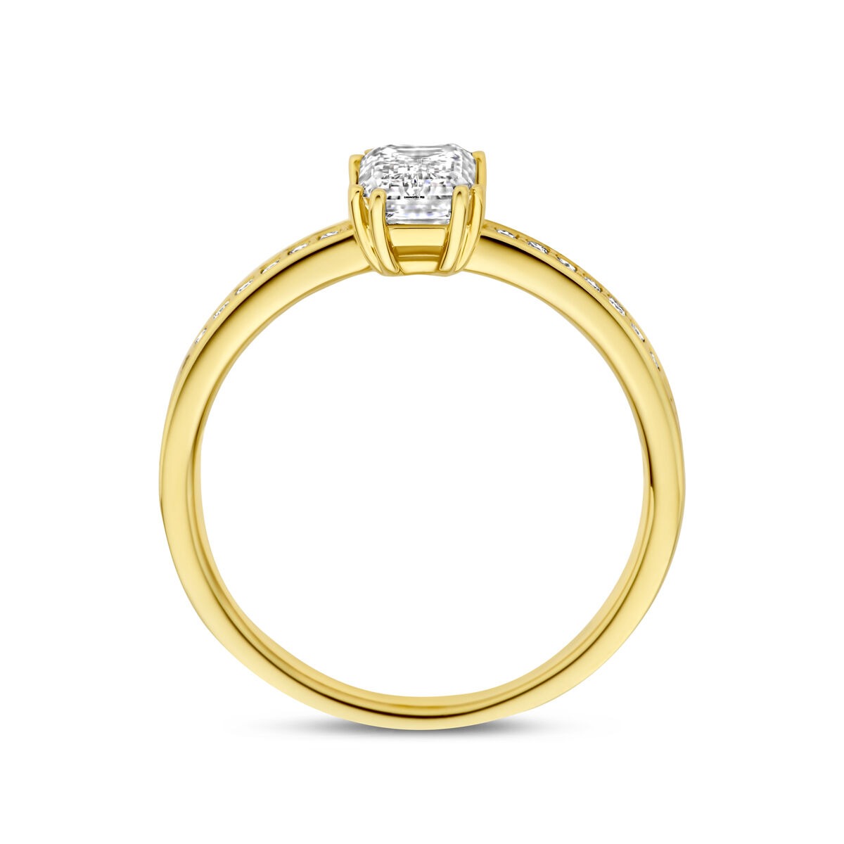 Goldener Damenring mit im Labor gewachsenem Diamanten – 14 Karat Gelbgold