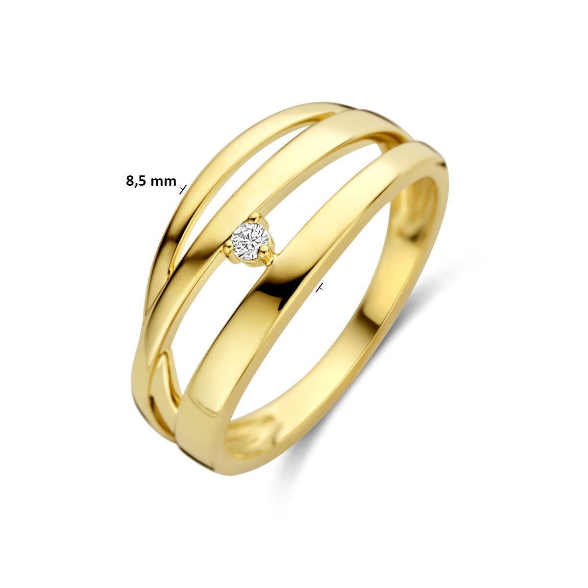 Goldener Damenring mit Diamant – 14 Karat Gelbgold
