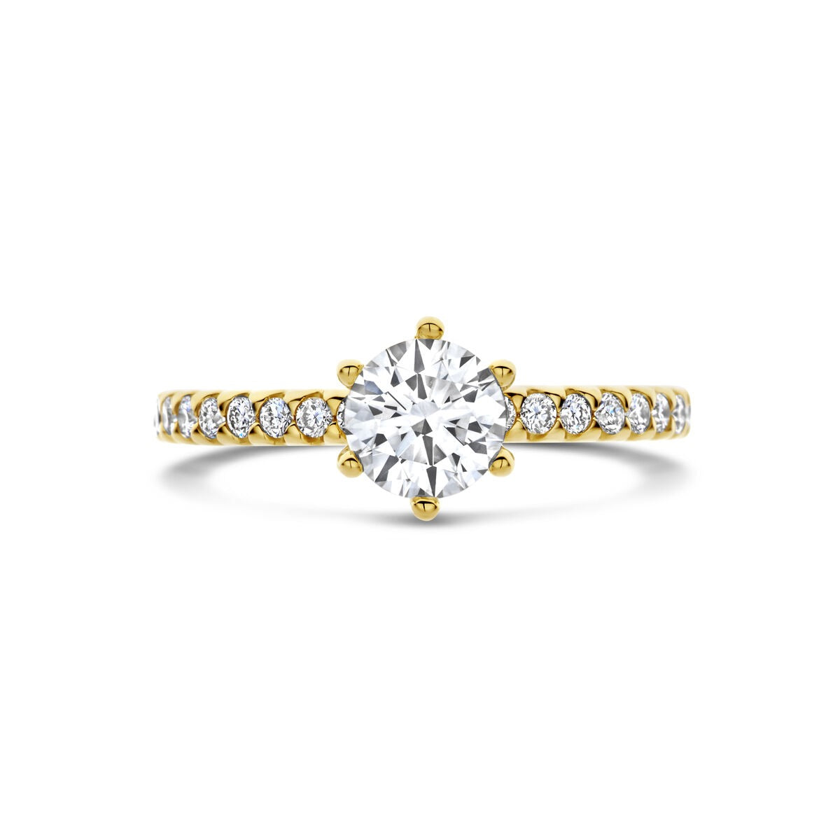 Goldener Damenring mit im Labor gezüchtetem Diamant – 14 Karat Gelbgold