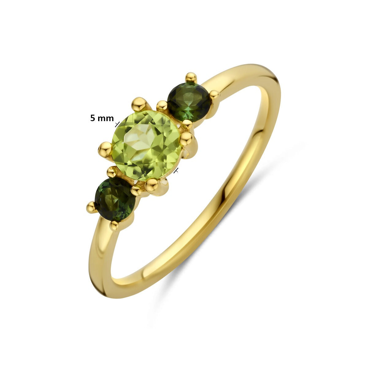 Goldener Damenring mit Peridot und Turmalin – 14K Gelbgold
