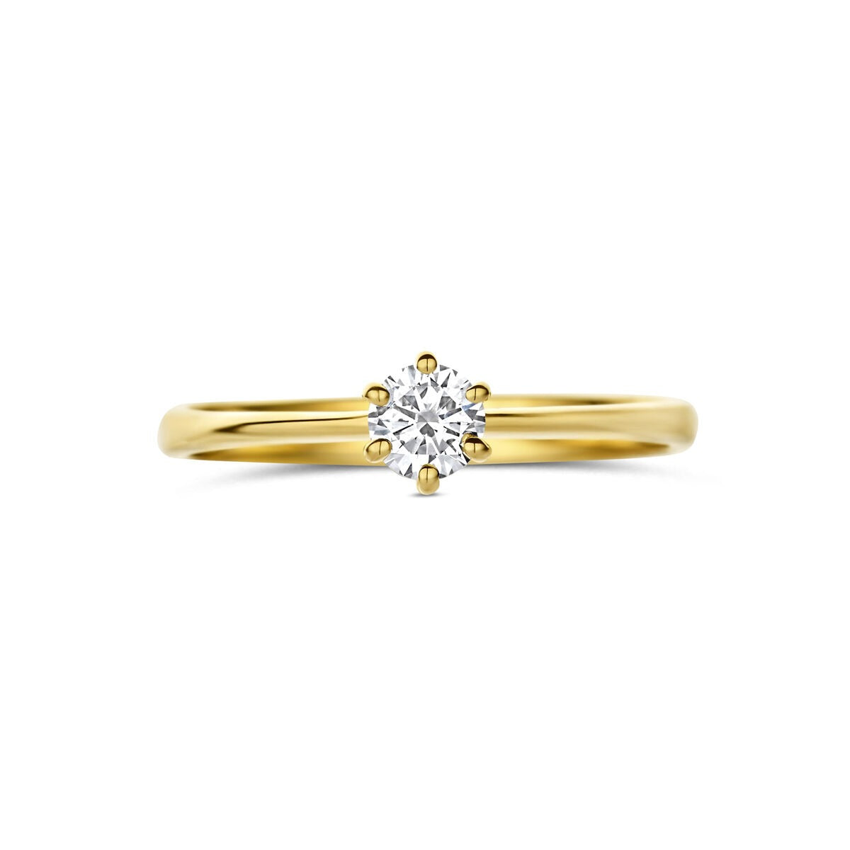 14 Karat Gelbgoldring mit im Labor gezüchtetem Diamanten