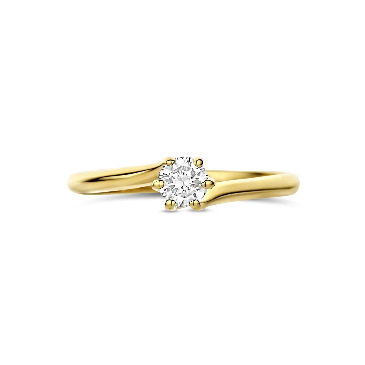 14 Karat Gelbgoldring mit im Labor gezüchtetem Diamant