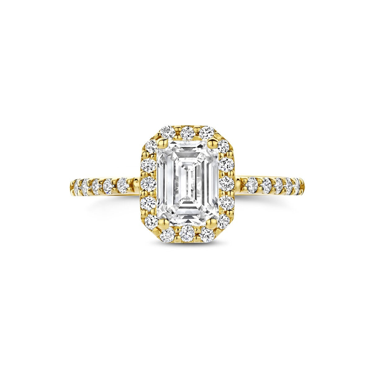 14k Gelbgoldring mit Diamant im Emerald-Schliff (laborgezüchtet) – inkl. Zertifikat