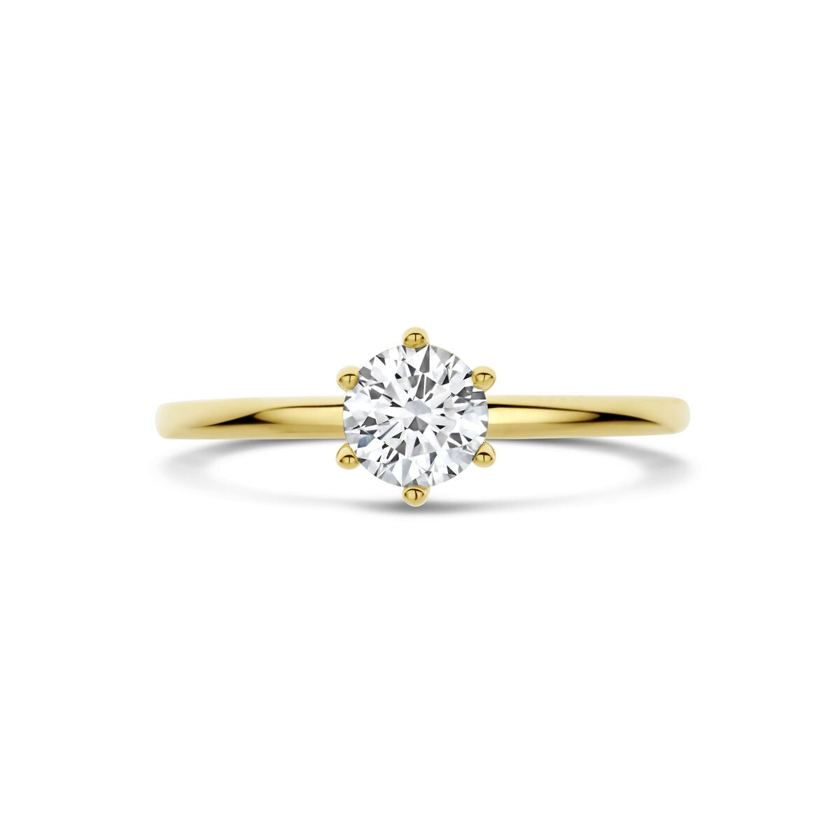 Goldener Damenring mit im Labor gewachsenem Diamanten – 14k Gelbgold
