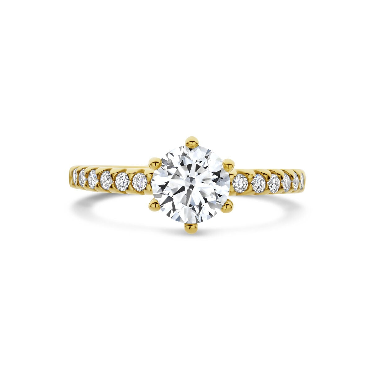 Goldener Damenring mit im Labor gezüchtetem Diamanten – 14 Karat Gelbgold