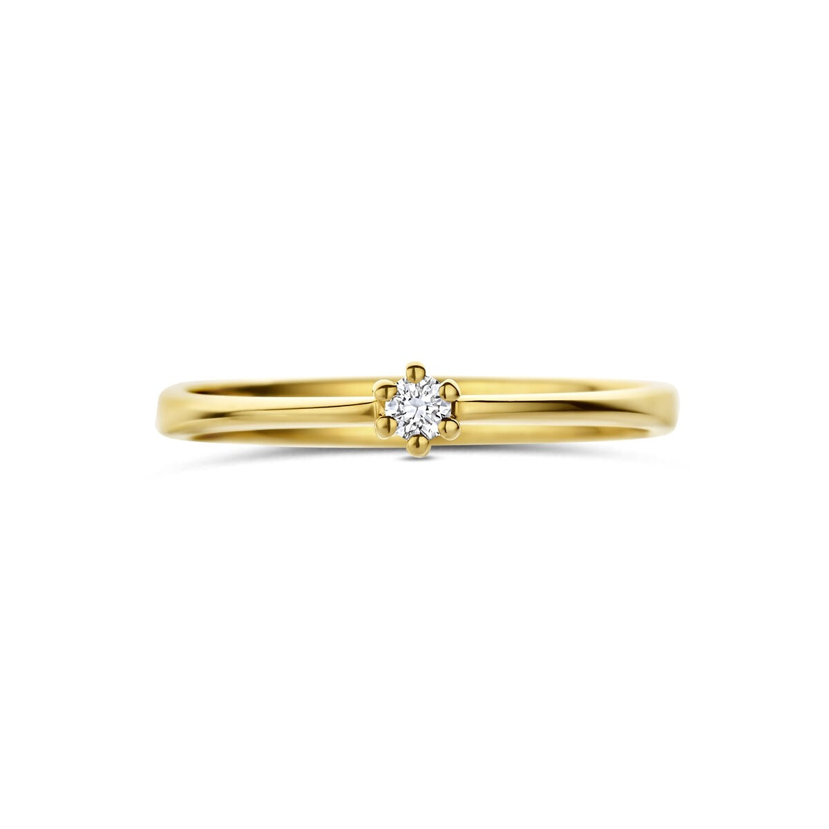 14 Karat Gelbgoldring mit im Labor gezüchtetem Diamant