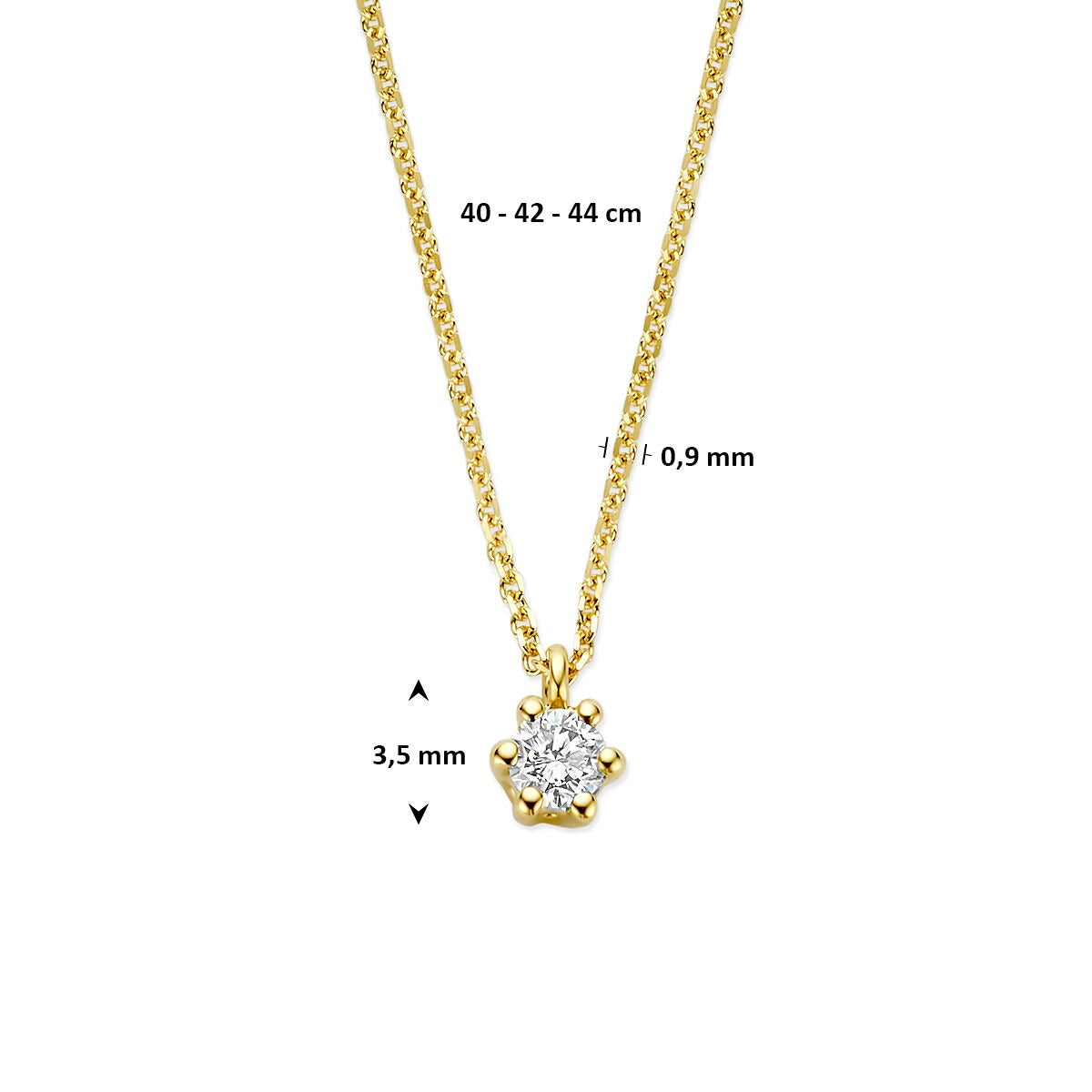 14k Gelbgoldkette mit im Labor gezüchtetem Diamanten