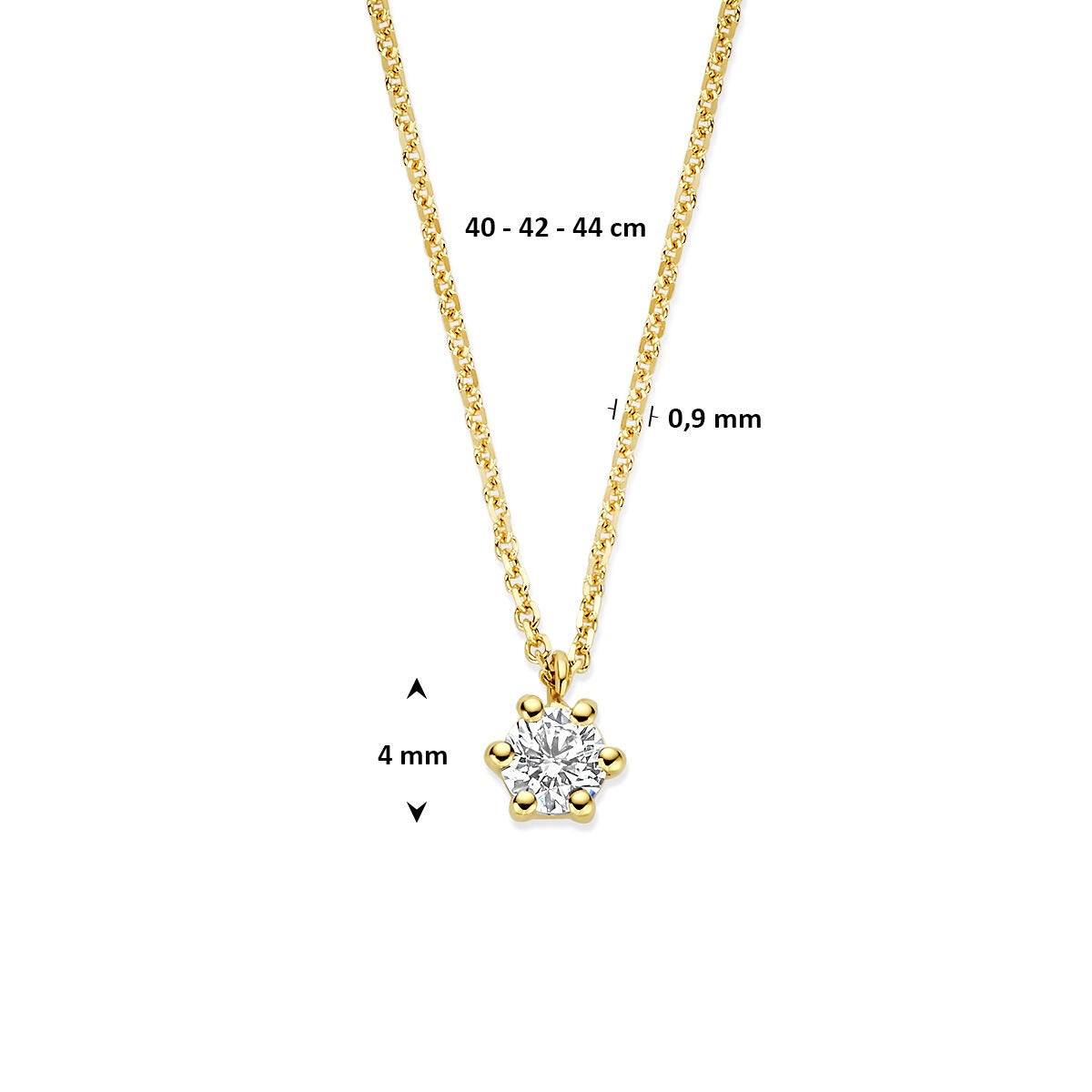 14k Gelbgoldkette mit im Labor gezüchtetem Diamant