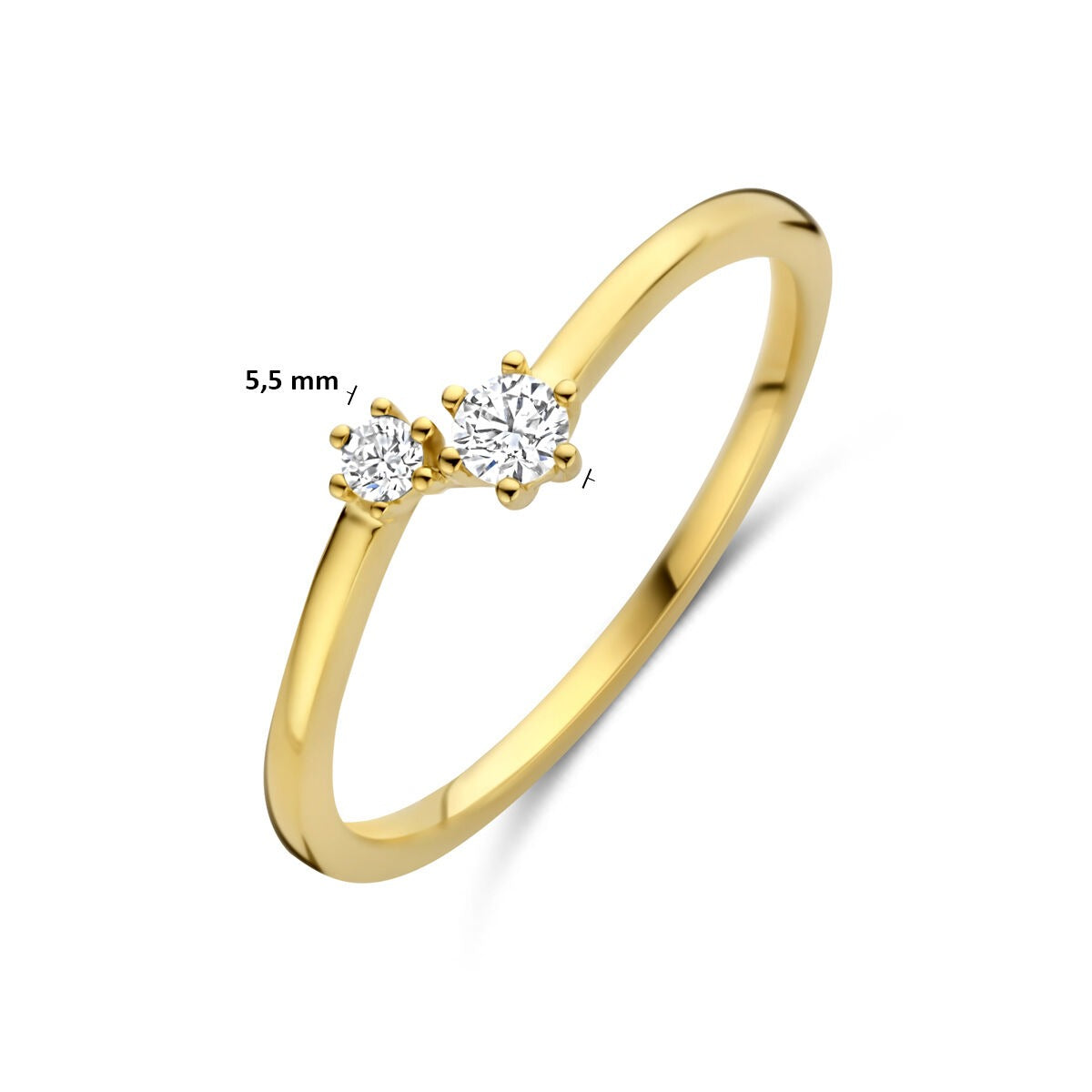Goldener Damenring mit Diamant – 14 Karat Gelbgold