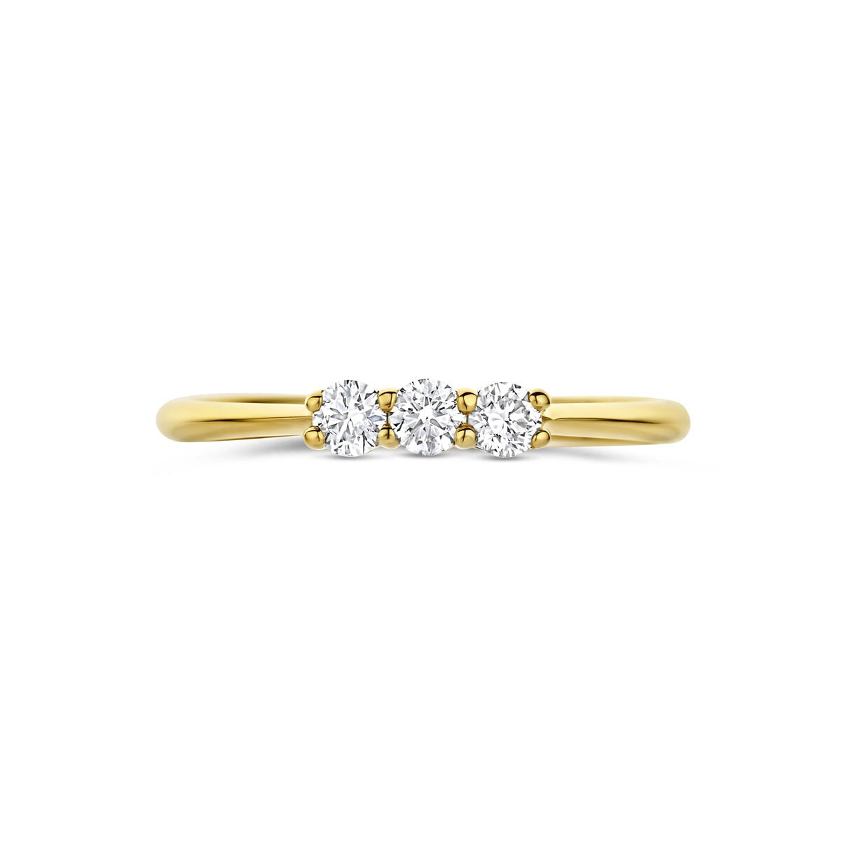 14K Gelbgoldring mit Labor-Diamanten