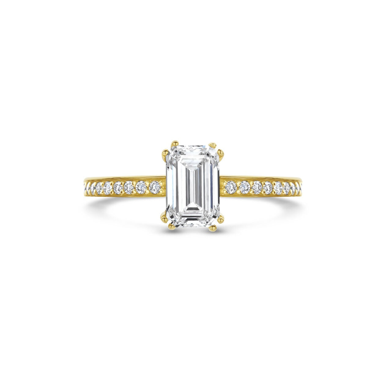 Goldener Damenring mit im Labor gewachsenem Diamanten – 14 Karat Gelbgold