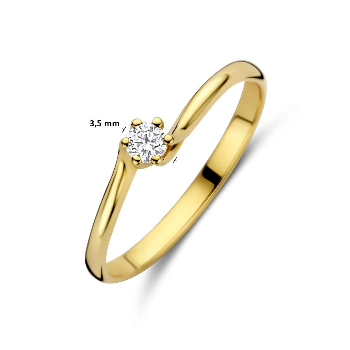 14 K Gelbgoldring mit im Labor gezüchtetem Diamanten