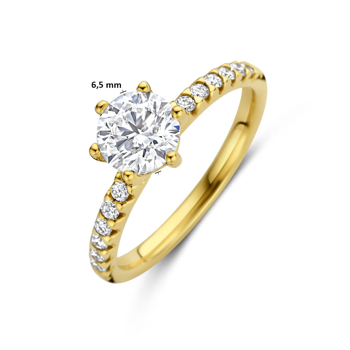 Goldener Damenring mit im Labor gezüchtetem Diamanten – 14 Karat Gelbgold