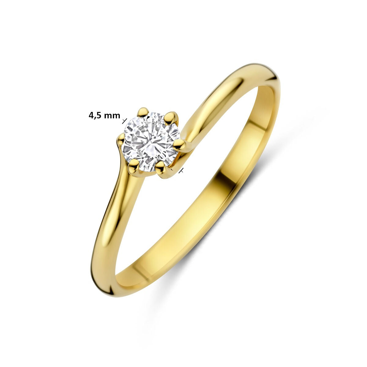 14 Karat Gelbgoldring mit im Labor gezüchtetem Diamant
