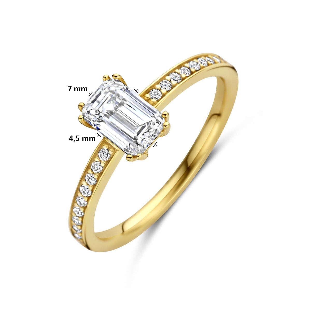 Goldener Damenring mit im Labor gewachsenem Diamanten – 14 Karat Gelbgold
