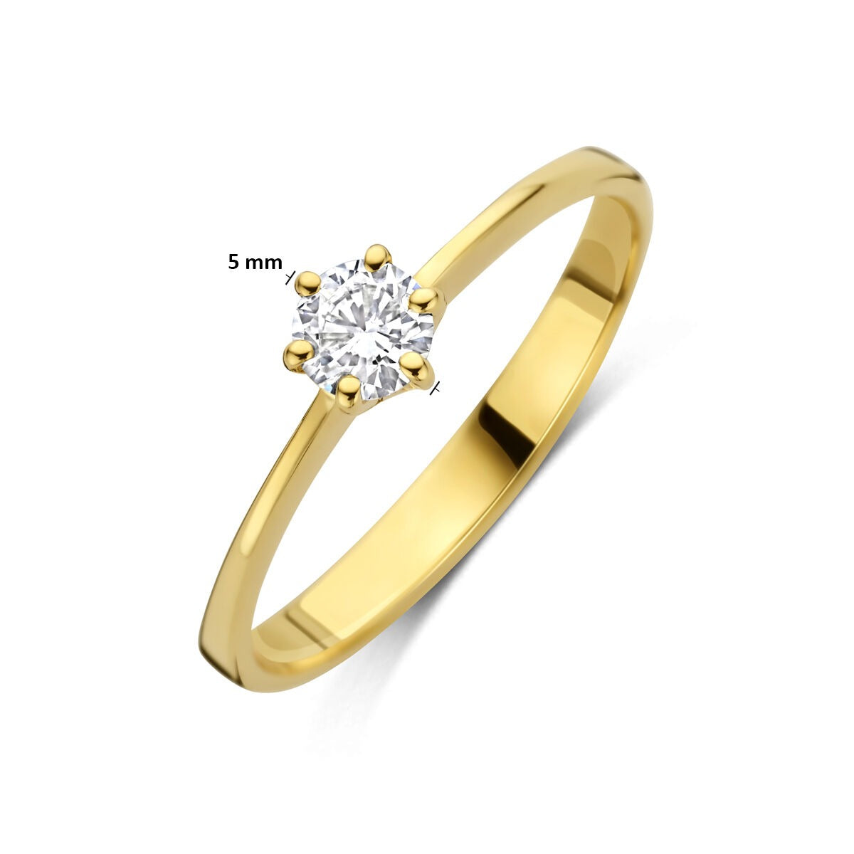 14 Karat Gelbgoldring mit im Labor gezüchtetem Diamanten