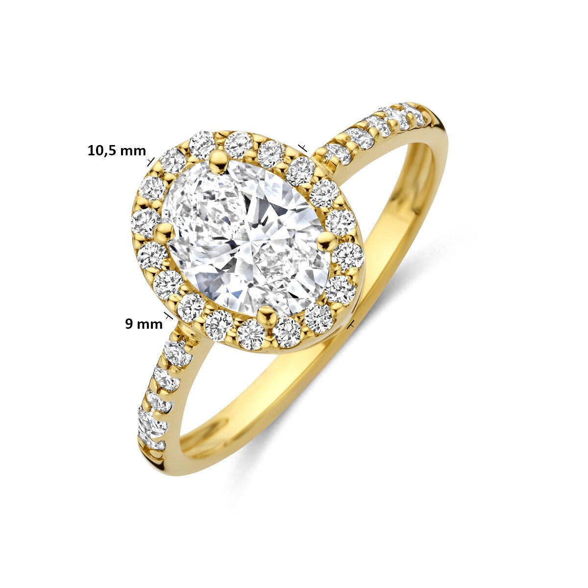 14k Gelbgoldring mit ovalem Labordiamant – inklusive Zertifikat