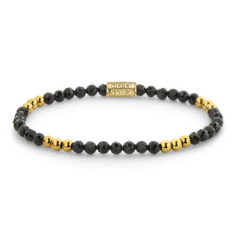 Armband mit schwarzen und goldenen Perlen, schlichte Gestaltung ohne weitere Details