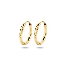 14k gelbgoldene Creolen mit Zirkonia und strukturiertem Design