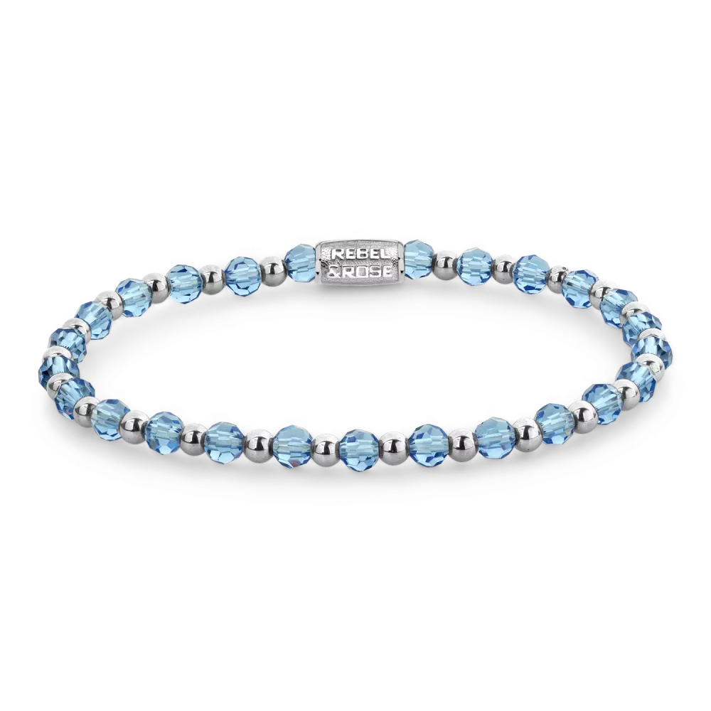 Armband aus Silber mit blauen Glassteinen und silbernen Perlen