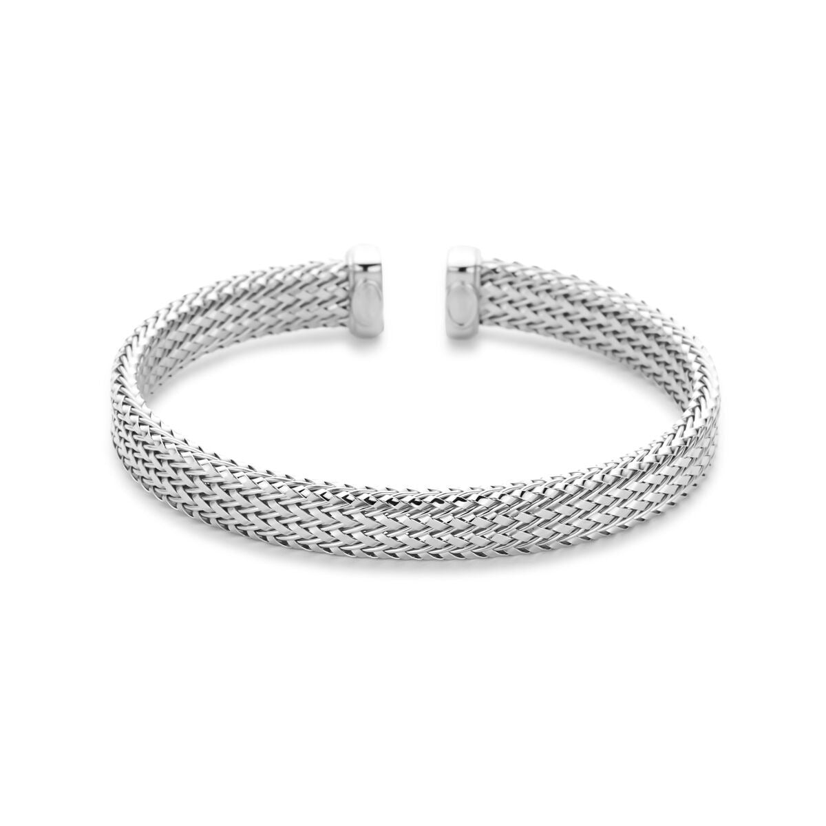 Klebendes, rhodiniertes 925 Silberarmband mit einem Durchmesser von 59 mm und einer Breite von 8 mm