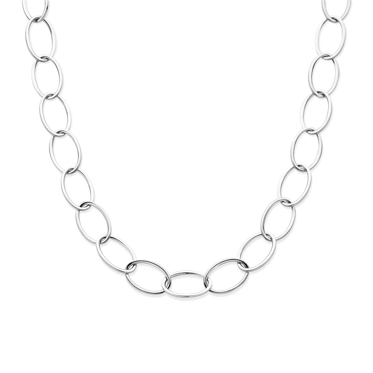 Silbernes Damenarmband mit rhodinierten Ankerkettengliedern, 16 mm breit und 45 cm lang