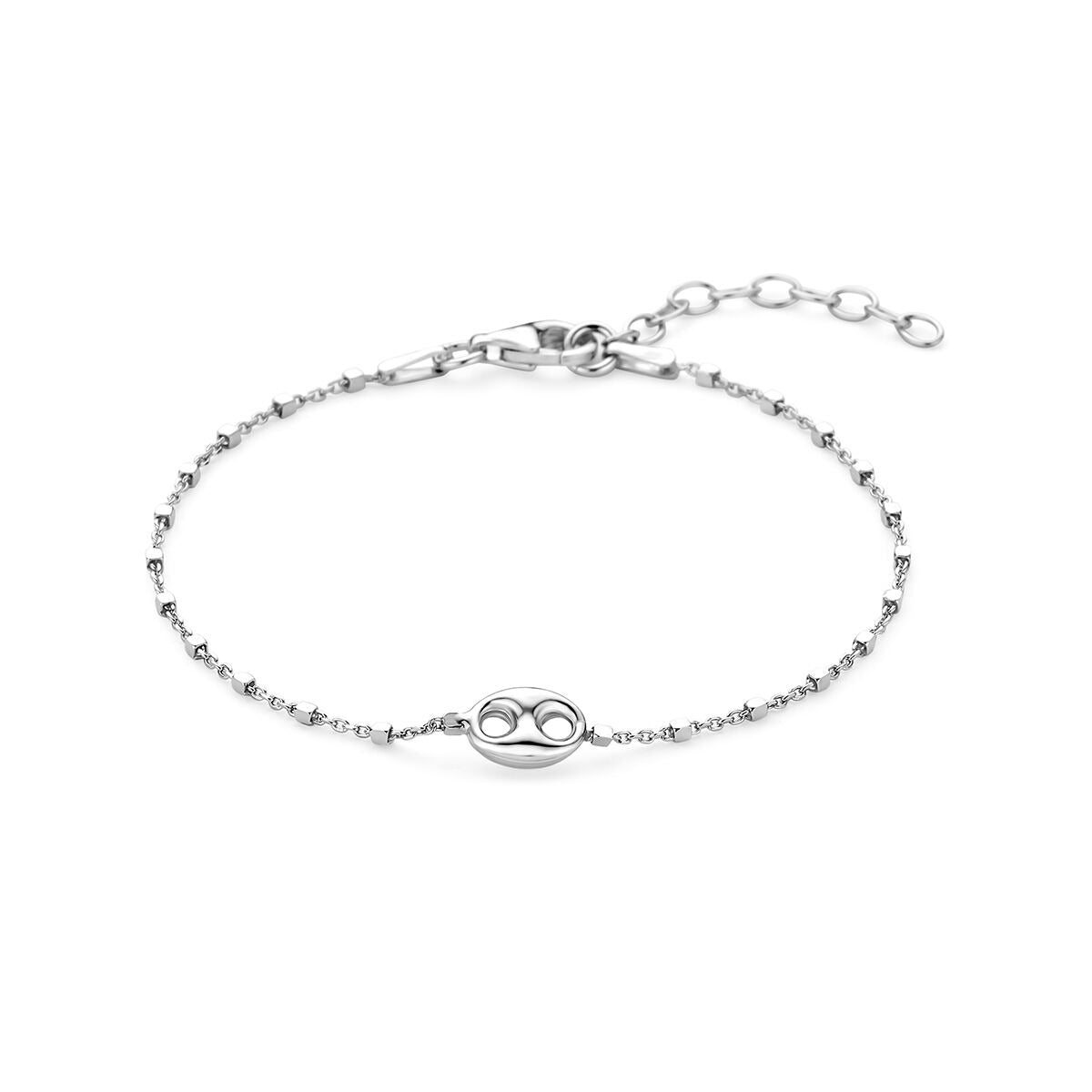 Armband aus rhodiniertem 925er Silber mit Kaffeebohnen-Design und feinen Details
