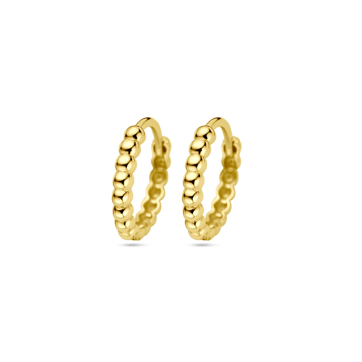 9-karätige Gelbgold Klapp-Ohrringe mit runden Bolzen, Durchmesser 13,5 x 2 mm