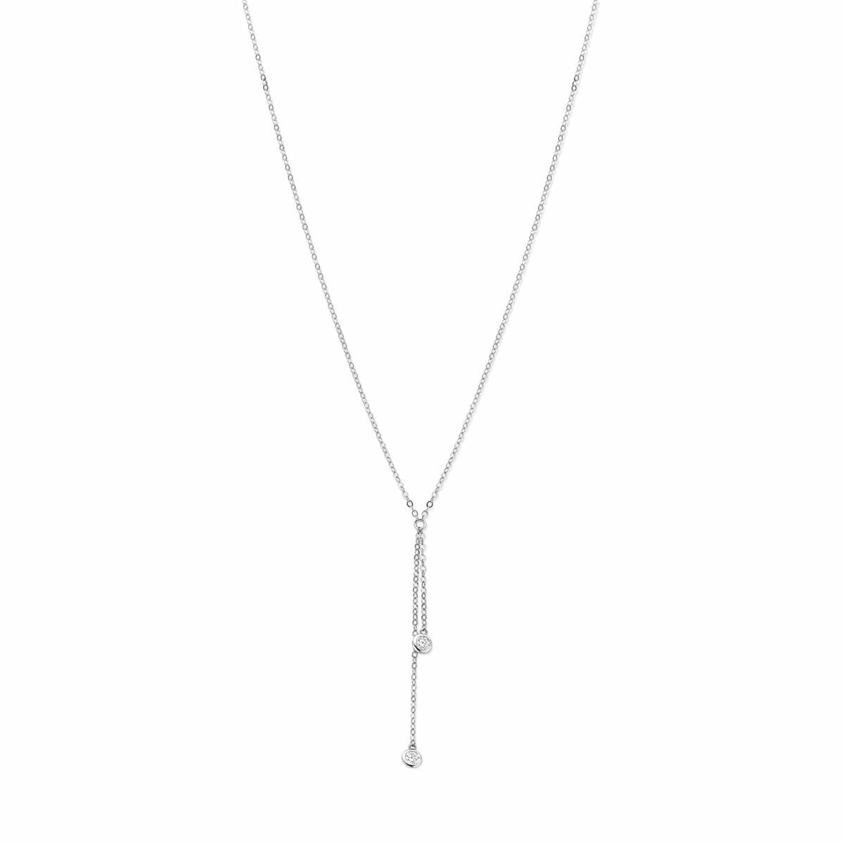 Y-Collier aus rhodiniertem 925 Silber mit zwei Zirkonia-Anhängern