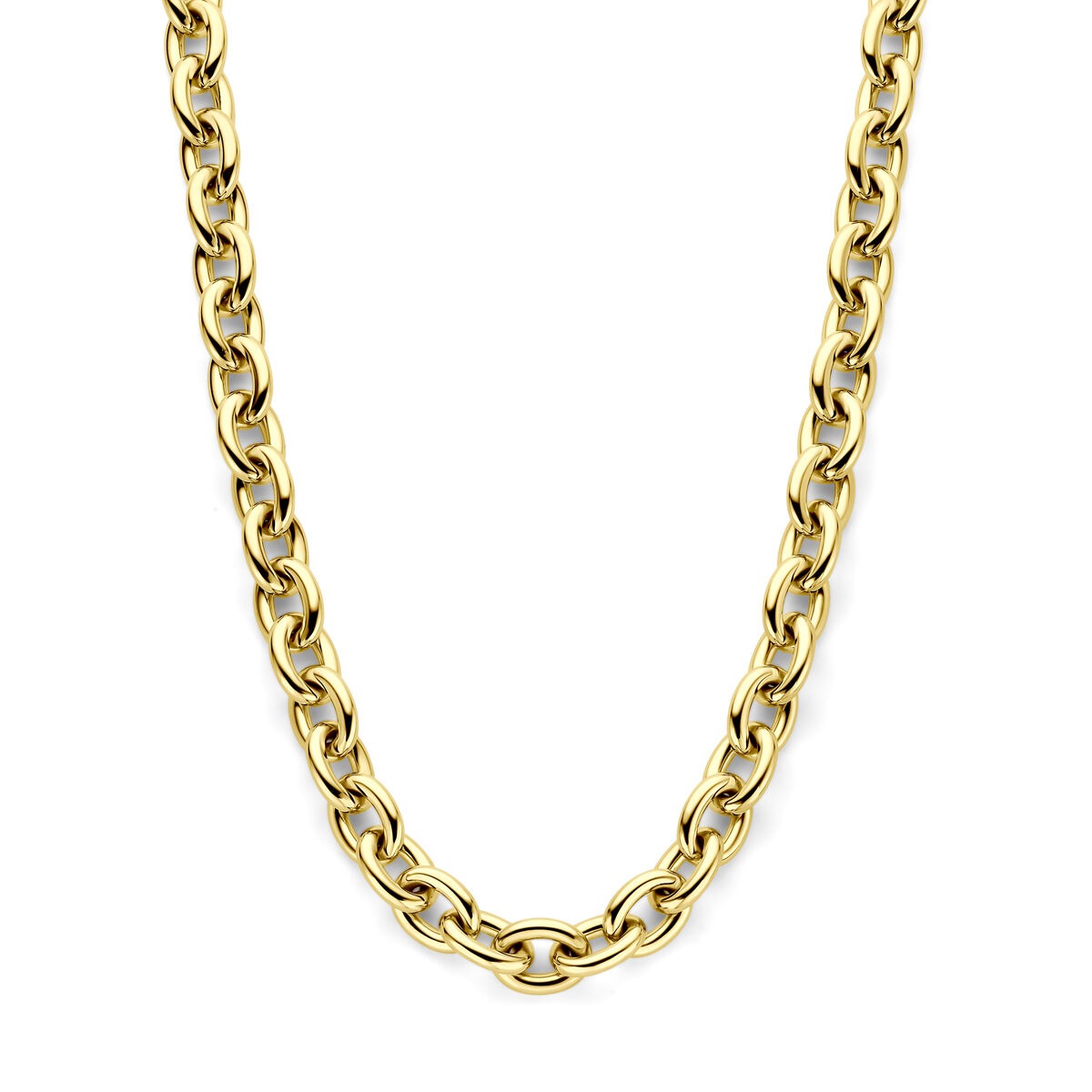 Goldenes Collier aus 14k mit Anker-Schlinks, glänzende Oberfläche und klassische Kettenform