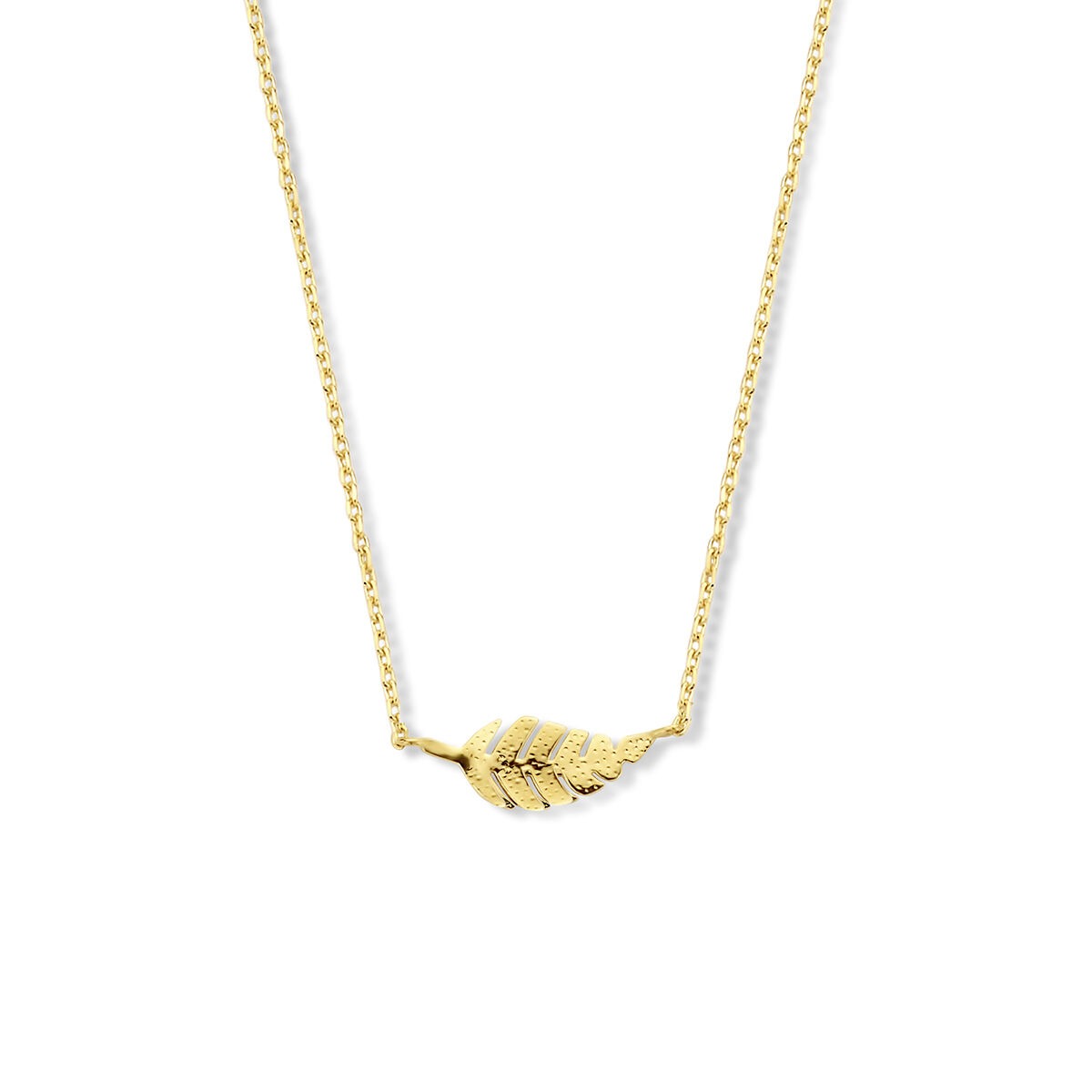 14k gelbgoldenes Anker-Collier mit einem Blattanhänger
