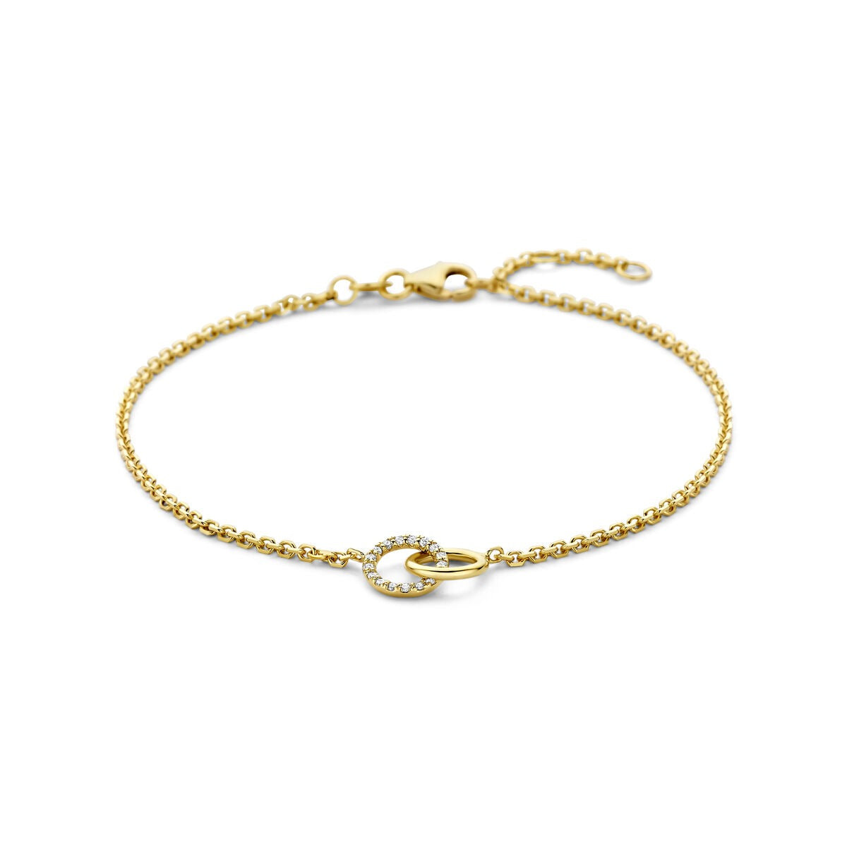 14k Gelbgoldene Armband mit 0,09 ct lab-grown Diamant und ovalem Verschluss