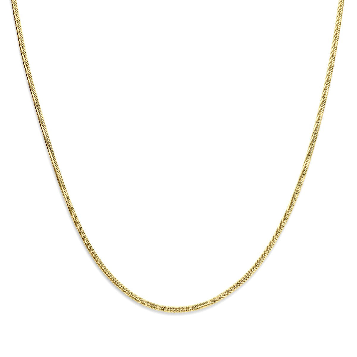 Halskette aus 14-karätigem Gelbgold mit silbernem Kern, feine, glatte Oberfläche
