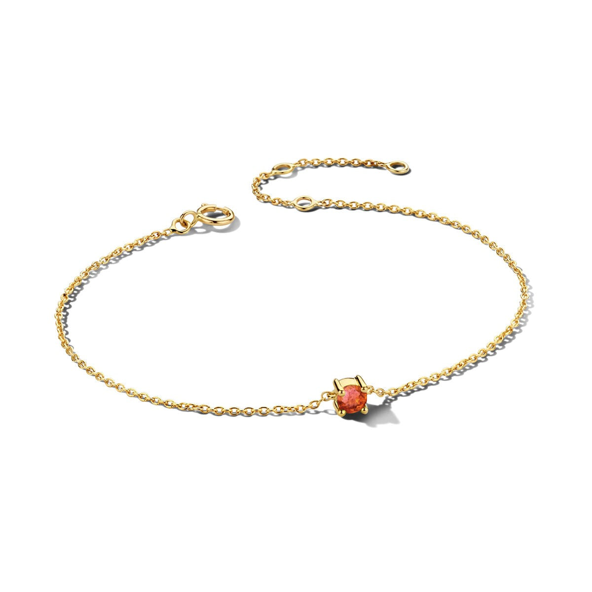 14k Gelbgoldene Armband mit Citrin-Geburtsstein und feiner Kette