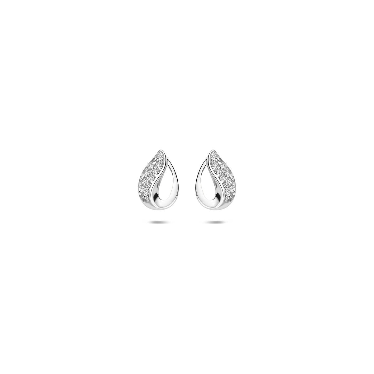 Gerhodineerte 925 Silber Ohrstecker in Tropfenform mit Pavé-Zirkonia