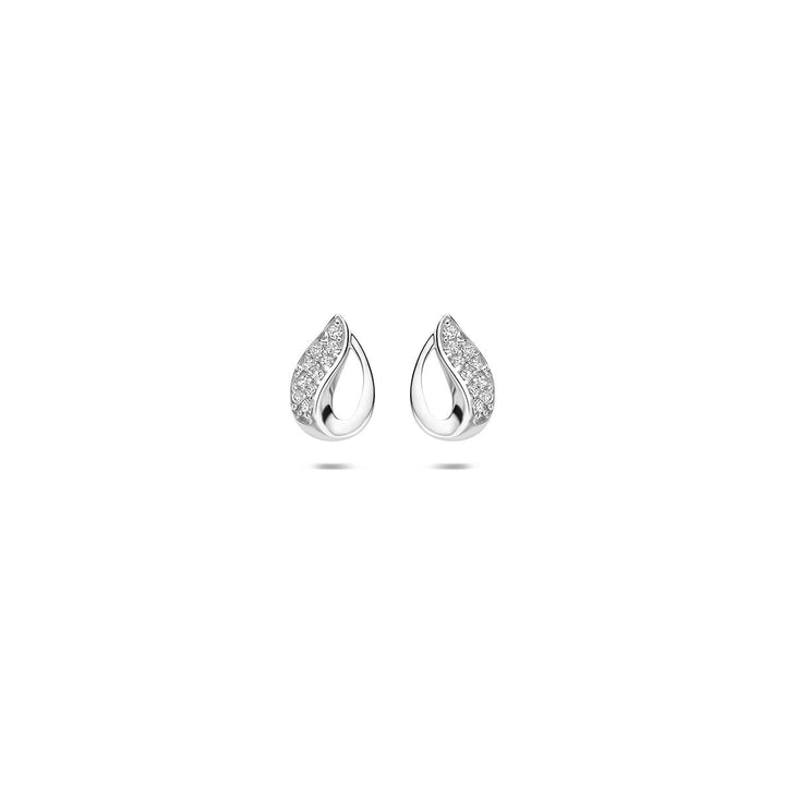 Rhodinierte 925er Silberohrstecker mit Pavé-Zirkonia