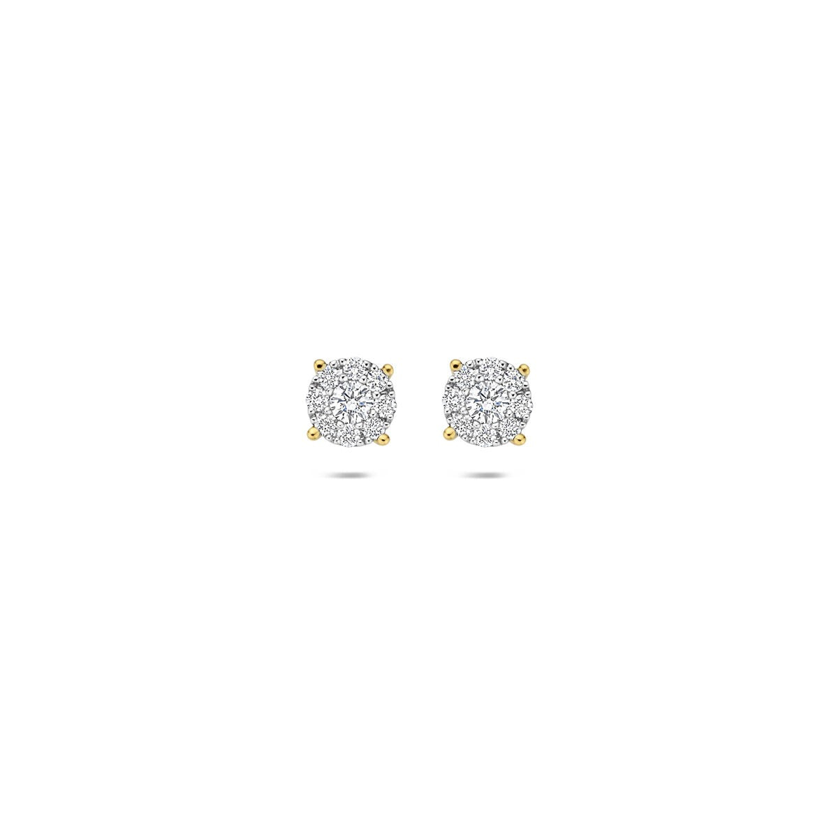 Bicolor Ohrstecker aus 14k Gold mit 0,25 ct Diamanten und 5 mm Durchmesser
