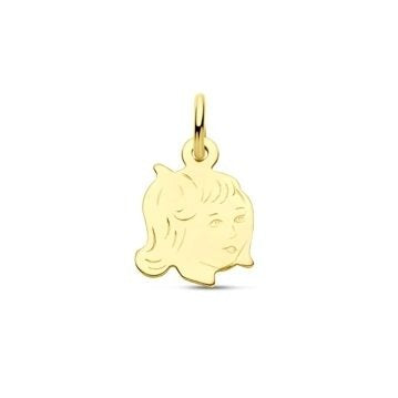 Hänger in Form eines Kinderkopfes aus 9 Karat Gelbgold