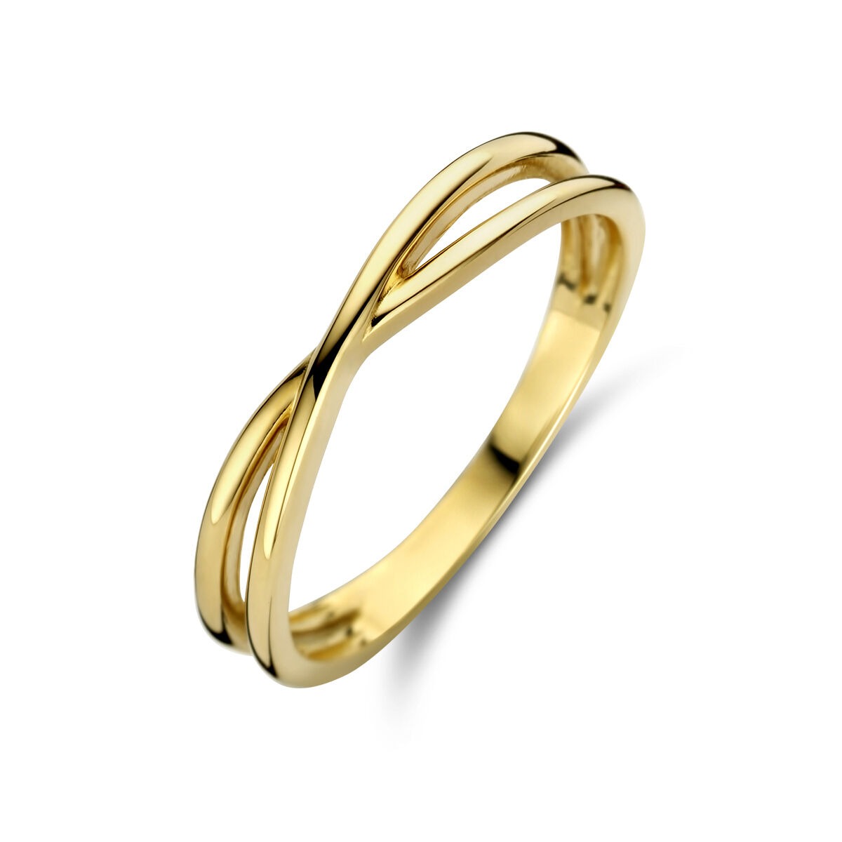 Ring aus 9k Gelbgold mit geschwungenem Design und zwei parallelen Linien