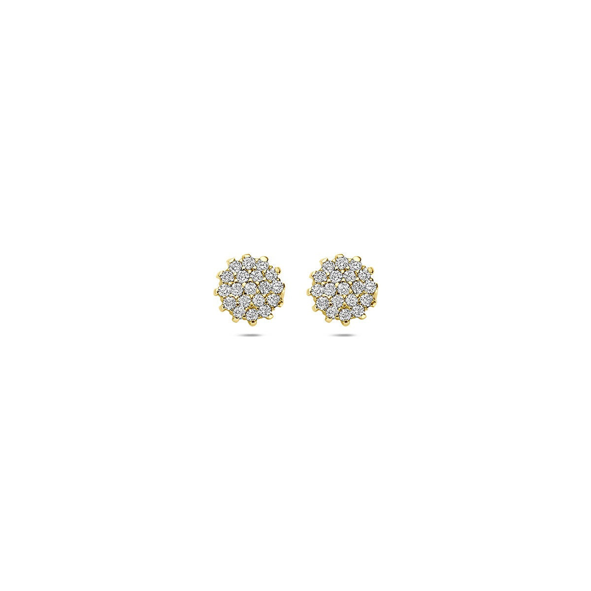 14k gelbgoldene Ohrstecker mit lab-grown Diamanten in blütenförmigem Design