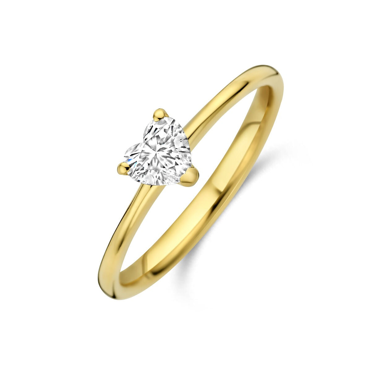 Ring aus 14k Gelbgold mit herzförmigem, lab-grown Diamanten von 0,30 ct