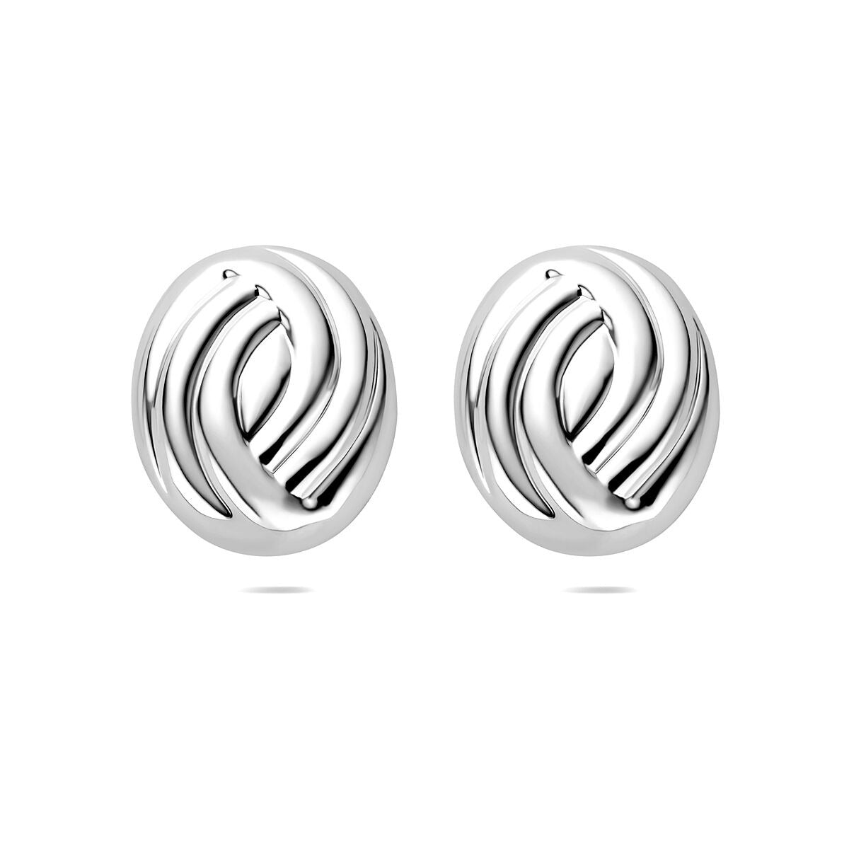 Ohrringe aus rhodiniertem 925 Silber mit geschwungenem, modernem Design