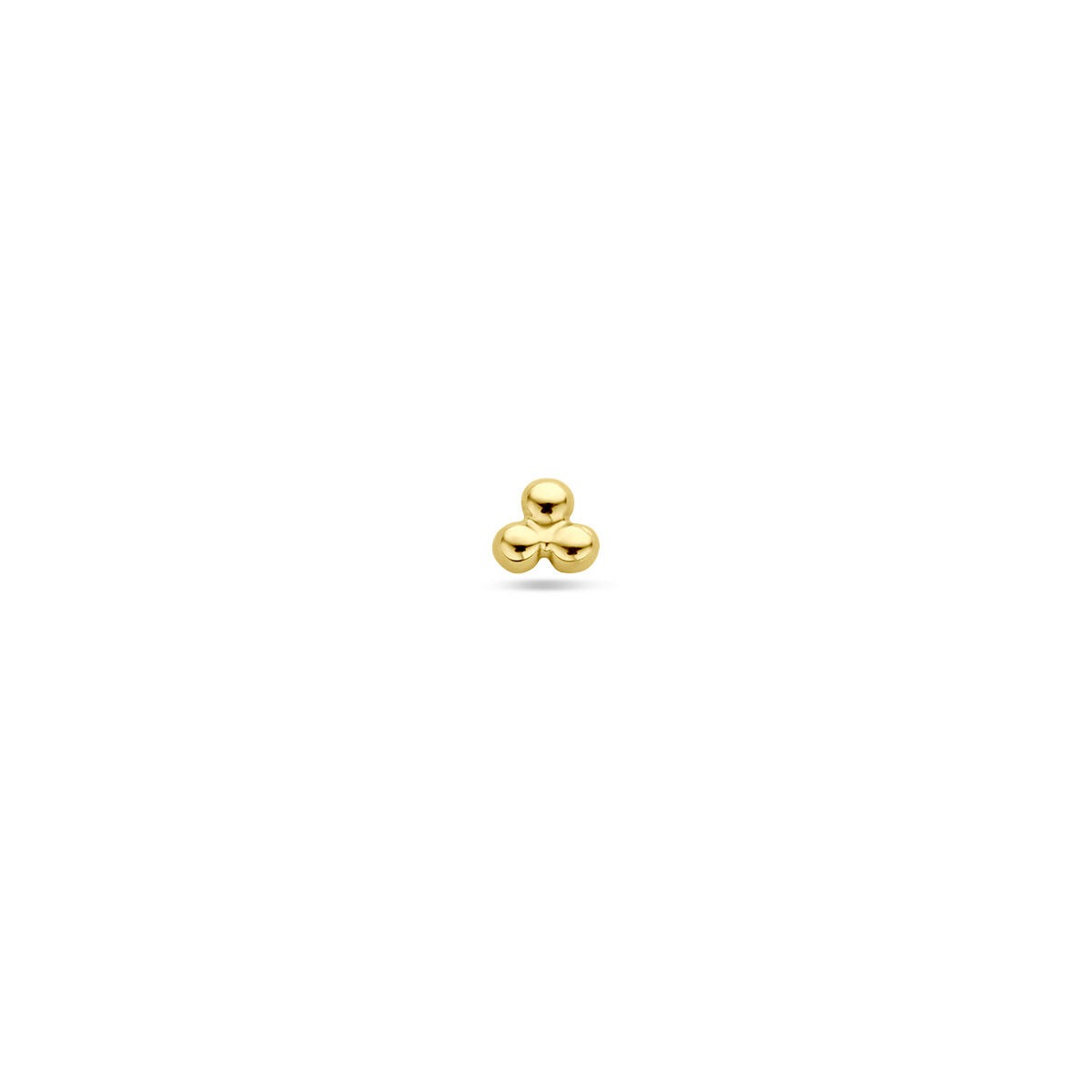 Flachkopf-Piercing aus 9 Karat Gelbgold mit drei kleinen, runden Kugeln