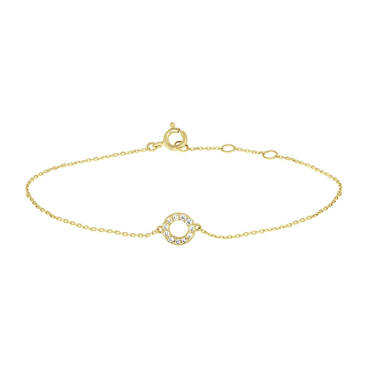 Armband aus 9 Karat Gelbgold mit rundem Anhänger und Zirkonia-Steinen